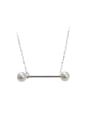 thumb Pure silver fashion geometric elements minimalist Pearl Pendant Necklace 2