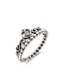 thumb Luxury 925 Silver Crown Shaped Rhinestones Ring 0