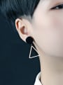 thumb Asymmetrical Geometrical Black Titanium Stud Earrings 1