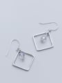 thumb 925 Sterling Silver With Silver Plated Simplistic Square&Bead Hook Earrings 0