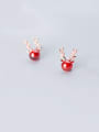 thumb 925 Sterling Silver With Platinum Plated Cute  Small Elk  Stud Earrings 3