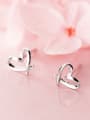 thumb 925 Sterling Silver With Platinum Plated Fashion Heart Stud Earrings 1
