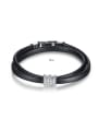 thumb Copper inlay AAA zircon Fashion Personality Leather Cord Bracelet 4