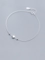 thumb 925 Sterling Silver With Platinum Plated Simplistic Round Anklets 0