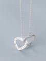 thumb 925 Sterling Silver With Platinum Plated Simplistic Heart Necklaces 1