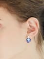 thumb Fashion Purple Heart austrian Crystals Copper Stud Earrings 1