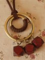 thumb Women Wooden Circles Shaped Necklace 2