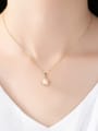 thumb Sterling silver plated 18K-gold 7-7.5mm natural pearl necklace 3
