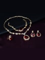 thumb Alloy Imitation-gold Plated Vintage style Water Drop shaped Ruby Four Pieces Jewelry Set 1