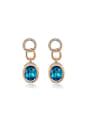 thumb Blue Oval Shaped Austria Crystal Drop Earrings 0