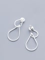 thumb 925 Sterling Silver With Glossy Simplistic Double Layer Water Drop Drop Earrings 2