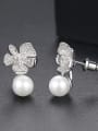 thumb Copper With Platinum Plated Cute Flower Stud Earrings 3