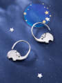 thumb 925 Sterling Silver With Platinum Plated Simplistic Animal  Elephant  Hook Earrings 1