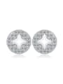 thumb Round Hollow Star Micro Pave Stud Earrings 0