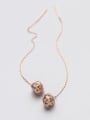 thumb Elegant Rose Gold Plated Ball Design Silver Line Earrings 0