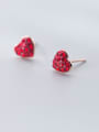 thumb 925 Sterling Silver With Rose Gold Plated Cute Heart Stud Earrings 0