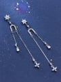 thumb 925 Sterling Silver With Platinum Plated Fashion Flower Drop Earrings 1