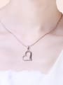 thumb Copper Alloy White Gold Plated Korean style Heart-shaped Zircon Necklace 1