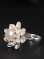 thumb S925 Silver Flower-shape Opening Ring 1