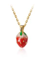 thumb 925 Sterling Silver With Gold Plated Simplistic Friut Strawberry Necklaces 0