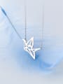 thumb 925 Sterling Silver With Platinum Plated Simplistic Paper Crane Necklaces 0