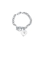 thumb Titanium With White  Cubic Zirconia Personality Heart-shaped Pendant  Bracelets 0