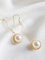 thumb Fashion White Artificial Pearl Gold Plated Silver Drop Earring 2