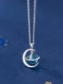 thumb 925 Sterling Silver With Cubic Zirconia Simplistic Moon Planet Necklaces 4