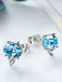 thumb Fashion Oval Blue austrian Crystal Stud Earrings 2