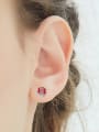 thumb Simple Red Cubic Zircon 925 Silver Stud Earrings 1