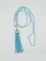 thumb Simple Natural Blue Crystal Beads Sweater Chain 0
