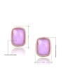 thumb Pink Rose Gold Plated Square Austria Crystal Two Pieces Jewelry Set 2
