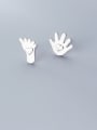 thumb 925 Sterling Silver With Platinum Plated Simplistic   Love  Heart Hands And Feet Stud Earrings 0