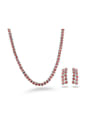thumb Exquisite Platinum Plated Red Zircon Two Pieces Jewelry Set 0