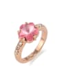 thumb Fashion Rose Gold Plated Pink Crystal Flower Alloy Ring 0