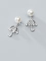 thumb 925 Sterling Silver With Platinum Plated Cute Irregular Stud Earrings 0