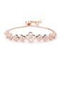 thumb Copper With  Cubic Zirconia  Delicate Flower adjustable Bracelets 2