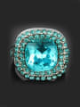 thumb Exaggerated Blue Square Crystal Cubic Rhinestones Alloy Ring 0
