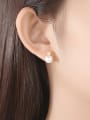 thumb 925 Sterling Silver With Artificial Pearl  Simplistic Triangle Stud Earrings 1