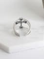 thumb Personalized Three-band Cross Silver Opening Ring 1