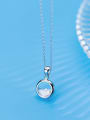 thumb Fresh Round Shaped S925 Silver Zircon Necklace 2