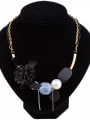 thumb Retro style Cloth Flower Wood Geometries Alloy Necklace 2