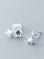 thumb 925 Sterling Silver With Silver Plated Simplistic Stars And Notes Stud Earrings 1