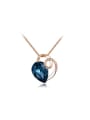 thumb Blue Rose Gold Plated Heart Shaped Crystal Necklace 0