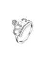 thumb Women Exquisite Platinum Plated Crown Shaped Zircon Ring 0