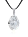 thumb Personalized Oval austrian Crystal Pendant Black Rope Necklace 2