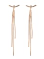 thumb Alloy With Gold Plated Fashion Curved Long Tassel Earrings 3