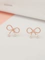 thumb Lovely Bowknot Freshwater Pearl Stud Earrings 2