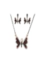 thumb Retro style Personalized Butterfly White Crystals Two Pieces Jewelry Set 0
