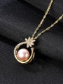 thumb Pure Silver AAA zircon  Natural Freshwater Pearl Pendant Necklace 2